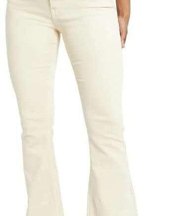 JMOJO - Flared Jeans for Women - High Waisted Jeans with Internal Waist Adjusters - Stretch Jeans for Women UK with 5 Pocket Design & Belt Loops - High Rise Frayed Hem Flared