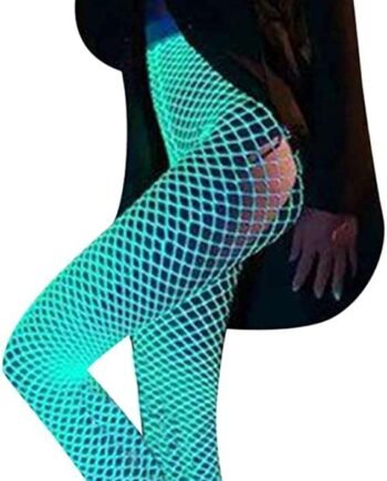 Owl's-Yard Women's Luminous Fishnet Stockings Glow in the Dark Fishnet High Waist Tights Sexy Sparkle Pantyhose