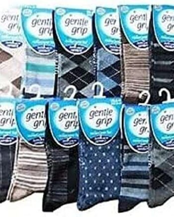 12 Pairs Mixed Mens Gentle Grip Honey Comb Non Elastic Socks