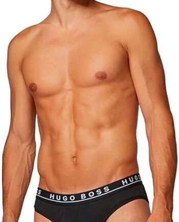 BOSS Mens Brief 3P CO/EL Three-Pack of Stretch-Cotton Briefs with Logo waistbands