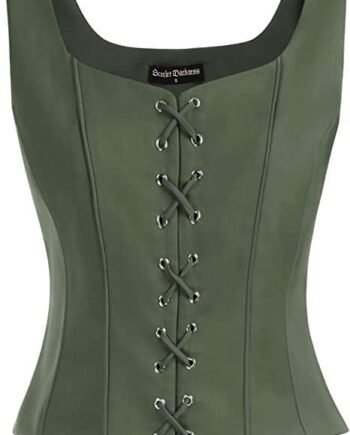 SCARLET DARKNESS Women Pirate Renaissance Vest Cosplay Costume Peasant Bodice Lace-up Waistcoat