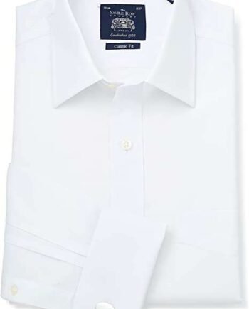 The Savile Row Company London Men's Classic Fit Cotton Poplin Long Sleeve Formal Shirt - Double Cuff