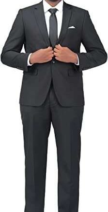 YOUTHUP Men's 2 Piece Slim Fit Suits 1 Button Business Wedding Suit Formal Blazer and Trousers