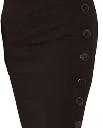 TEERFU Womens Slim Pencil Skirt Bodycon Stretch High Wiast Knee Length Elasticated Skirt