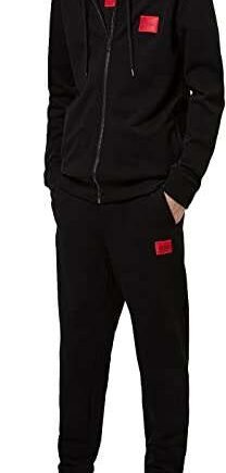 HUGO Mens Doak212 Logo-Patch Tracksuit Bottoms in Cotton Jersey