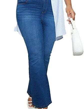 Ex Dorothy Perkins High Waisted Bootleg Jeans for Women UK, Ladies Plus Size Stretchy Denim Jean