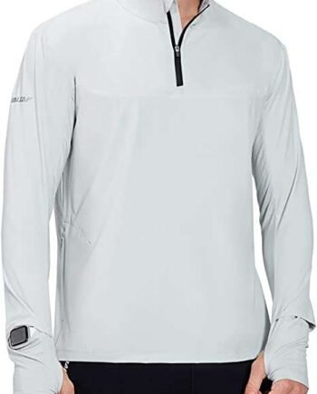 BALEAF Running Tops for Men Long Sleeved Quarter Zip Quick Dry Breathable Gym Walking Hiking Golf Shirts with Zip Pockets