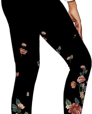 Womens Seamless High Waisted Gym Leggings Unique Design Power Stretch Yoga Pants Running Workout Leggings, Buttery Soft Funky Womens Flower Printed Hip Lifting Trousers Sale Clearance