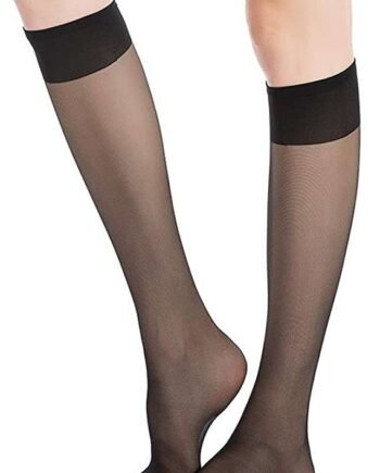 MANZI Women's 12 Pairs Black Nude 15 Denier Breathable Knee High Pop Socks One Size