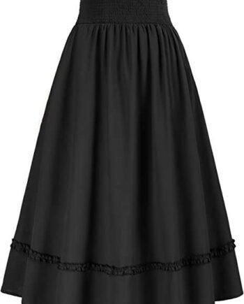 SCARLET DARKNESS Women Renaissance Smocked Waist Skirt Gothic High Waist Flared A-Line Skirt