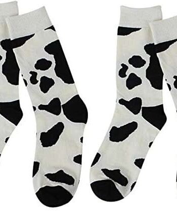 VALICLUD Women Winter Socks 2Pcs Cow Zebra Print Socks Warm Thick Cotton Crew Socks Winter Dress Up Decoration