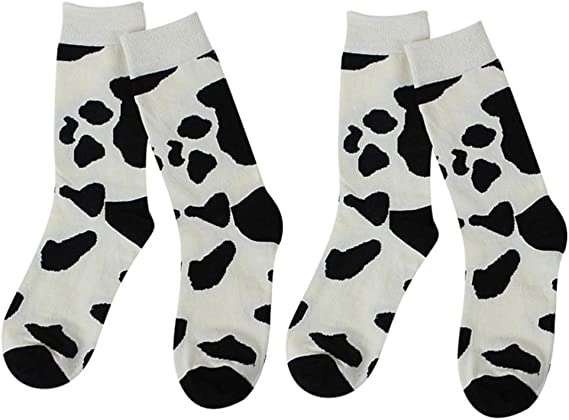 VALICLUD Women Winter Socks 2Pcs Cow Zebra Print Socks Warm Thick Cotton Crew Socks Winter Dress Up Decoration