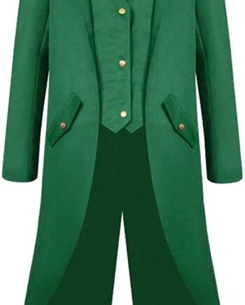 Mens Tailcoat Jacket Elegant Gothic Frock Coat Uniform Costume Long Sleeve Suit Jacket Vintage Party Punk Retro Tuxedo Coat Praty Outwear