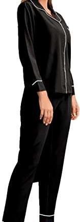 SheIn Women's Two Piece Satin Silk Pajama Set Long Sleeve Sleepwear Loungewear