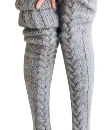 BFACCIA Over the Knee Socks Wool Knit Warm Cable Thigh High Fluffy Socks Fall Winter Fashion Boot Socks Tights Solid Color Women Girls Christmas Gift