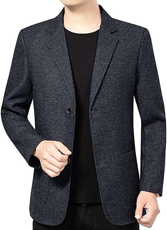 YOUTHUP Mens Vintage Check Blazer Slim Fit 2 Buttons Business Casual Plaid Suit Jacket