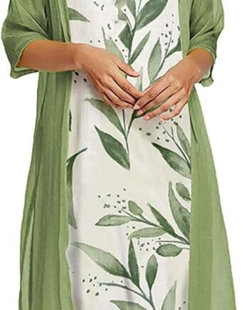 Women Dresses Clearance,Ladies Casual Floral Print O-Neck Sleeveles Dress Solid Chiffon Two-Piece Set UK Size Sale Work Dress Office Dress Plus Size Wedding Guest Dress