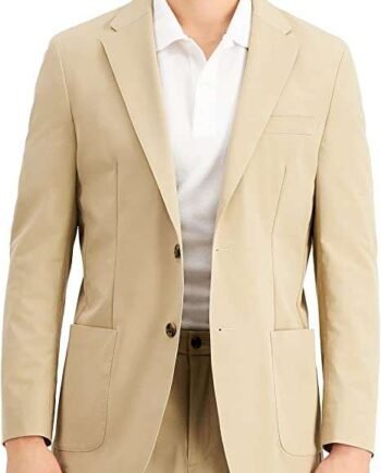 Tommy Hilfiger Mens Beige Single Breasted, Classic Fit Performance Stretch Suit Separate Blazer Jacket 40L