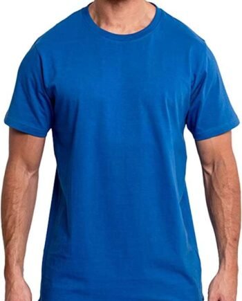 Kandor Mens Longline Plain T-Shirt, Shortsleeves Tall Tee, Crew Neck, 100% Cotton Tee Top with Curved Hem