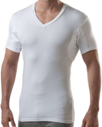 The Thompson Tee Sweatproof Undershirt for Men with Underarm Sweat Pads (Slim Fit, V-Neck)