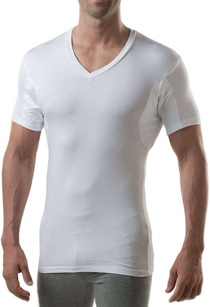 The Thompson Tee Sweatproof Undershirt for Men with Underarm Sweat Pads (Slim Fit, V-Neck)