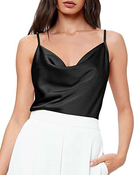 Womens Sexy Camisole Satin Tank Top Basic Sleeveless Cami Vest Tops