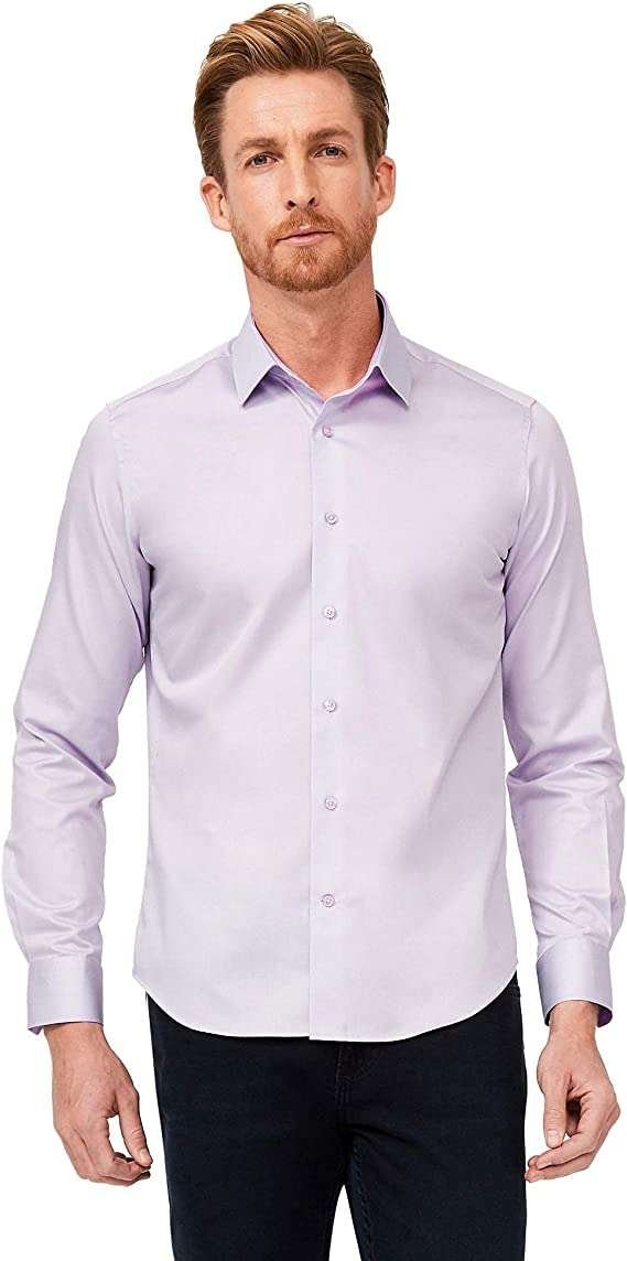 KIGILI Men's Non-Iron Dress Shirts - Slim Fit Long Sleeve Wrinkle-Resistant Smart Formal Shirts
