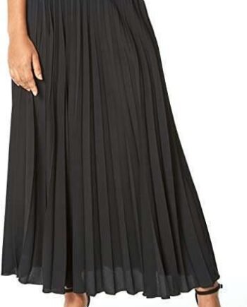 Roman Originals Pleated Skirt for Women UK Ladies Maxi Midi Crinkle Summer Smart Casual Evening Special Occasion Elasticated Waistband Party Holiday Long Crepe