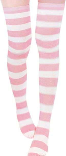 ZANZEA Women's Knee High Socks Striped Cotton Thigh High Long Stockings Leg Warmer High Socks for Women and Girls Cosplay, Daily Wear