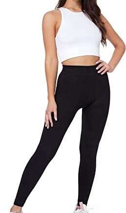 SOFTSAIL MIEGO Womens Thermal Bamboo Fiber Winter Solid Opaque Leggings Ladies High Waisted Tummy Control Warm Thick Elastic Stretchy Pants Fleece Lined 922