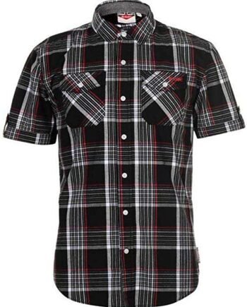 Lee Cooper Mens S/S Checked Shirt - Black/White/Red