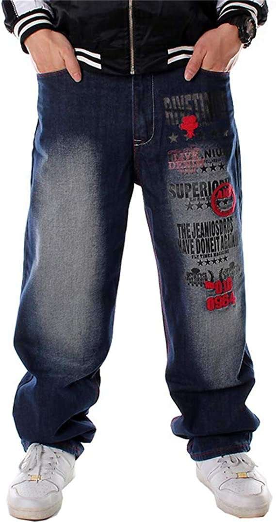 LUOBANIU Men's Baggy Jeans Hip Hop Jeans Loose fit 90s Vintage Cargo Pants Baggy Fit Denim Pants Fashion Dance Skater Skateboard Pants