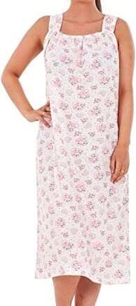 Women Nightwear Rose Heart Print 100% Cotton Sleeveless Long Nightdress M to 3XL