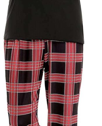 Uniexcosm Mens Pajama Set Long Sleeve Plaid Nightwear Classic Cotton Loungewear Soft Men Pjs Set Sleepwear