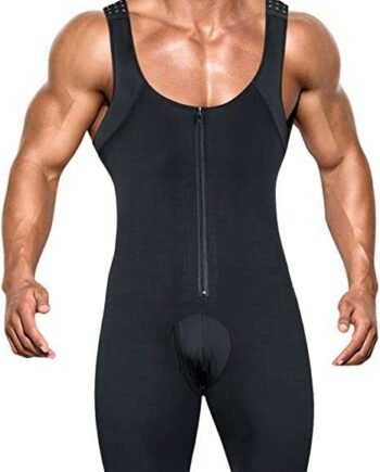 LaLaAreal Men Shapewear Full Body Shaper Compression Slimming Tummy Control Bodysuit Shorts