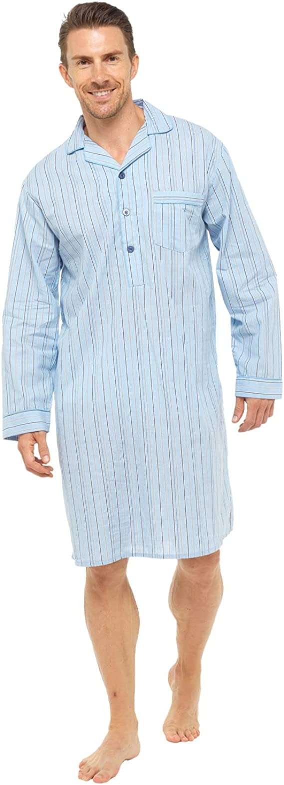 Sleepy Joes Nightwear Mens LIGHTWEIGHT Poplin 100% Cotton 1952 Nightshirt
