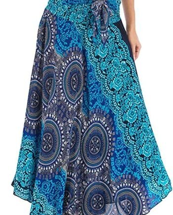 Elastic Waist Hippie Gypsy Skirt for Women Halter Long Maxi Skirts Vintage Boho Casual Flowy Dress Beach Cover Ups
