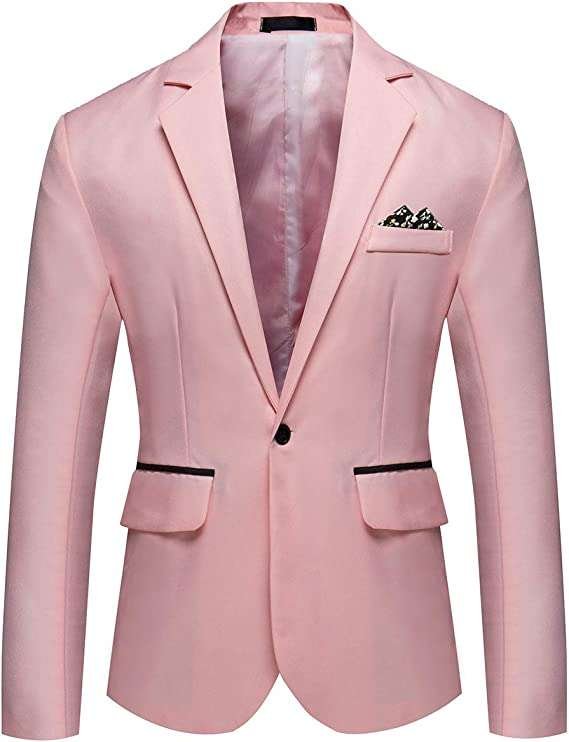 YOUTHUP Mens Lightweight Blazer 1 Button Slim Fit Suit Jacket Party Casual Chic Smart Blazers