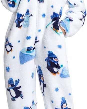 JULGIRL Women's Fleece Onesie Pajamas Animal One Piece Hooded Flannel Sleepwear Warm Fluffy Plush Pajamas