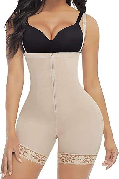 FeelinGirl Shapewear For Women Tummy Control Shapewear Bodysuit Fajas Full Body Shaper for Women's Shapewear bodysuit Zip Crotch Closure Hook and zip Adjustable Shoulder Straps Plus Size S-6XL