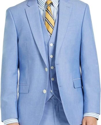 Tommy Hilfiger Mens Light Blue Single Breasted, Stretch, Regular Fit Chambray Suit Separate Blazer Jacket 44R