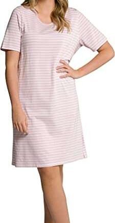 Ulla Popken Women's Ringed Jersey Half Sleeve Organic Cotton Nightdress Nightgown