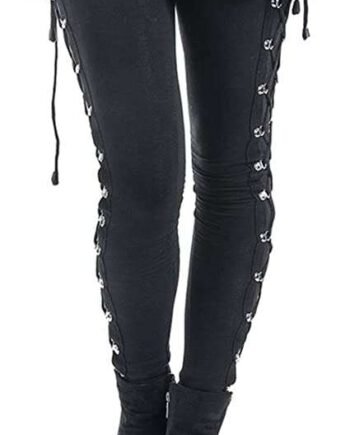 Janly Clearance Sale Women's Pants, Women Gothic Lady Side Lace Up Leggings Black Skinny Pans Trousers, for Winter & Christmas
