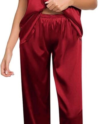 Women Sleeved Satin Sexy Nightwear Loose Top Short Set Suit And Lingerie Sexy Pajamas Women's Sets Pajama Set Women Robe Trousers Nightgown Underwear Silk Milk Bath Dress