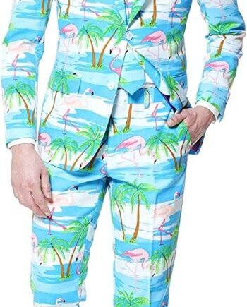 OppoSuits Men's Opposuits Crazy Prom Suits for Men – Flaminguy – Comes With Jacket, Pants and Tie in Funny Designs