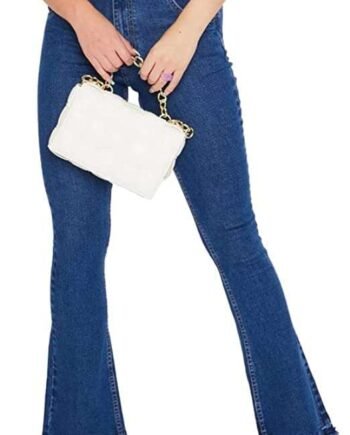 JMOJO - Flared Jeans for Women - High Waisted Jeans with Internal Waist Adjusters - Stretch Jeans for Women UK with 5 Pocket Design & Belt Loops - High Rise Frayed Hem Flared Pants