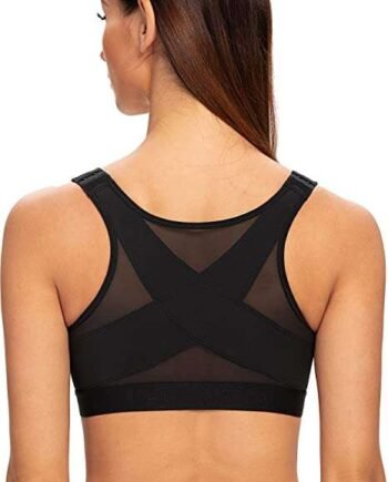 MELENECA Women's Front Fastening Wirefree Post Surgery Plus Size Back Support Posture Bra