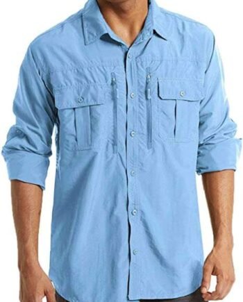 MAGCOMSEN Long Sleeve T Shirts Mens Sun Protection Hiking Fishing Outdoor Shirt Button Down Quick Drying Military Tactical Shirts