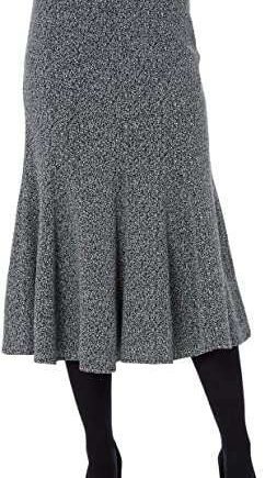 Roman Originals Flared Skirt for Women UK Ladies Flute Peplum Textured Fit & Flare Pencil Jersey A Line Midi Pleated Elasticated Waist Pull On Work Occasion Office