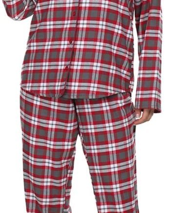 100% Cotton Pyjamas Set for Women Button Down Long Sleeves Pjs Plaid Christmas Pajamas Loungewear